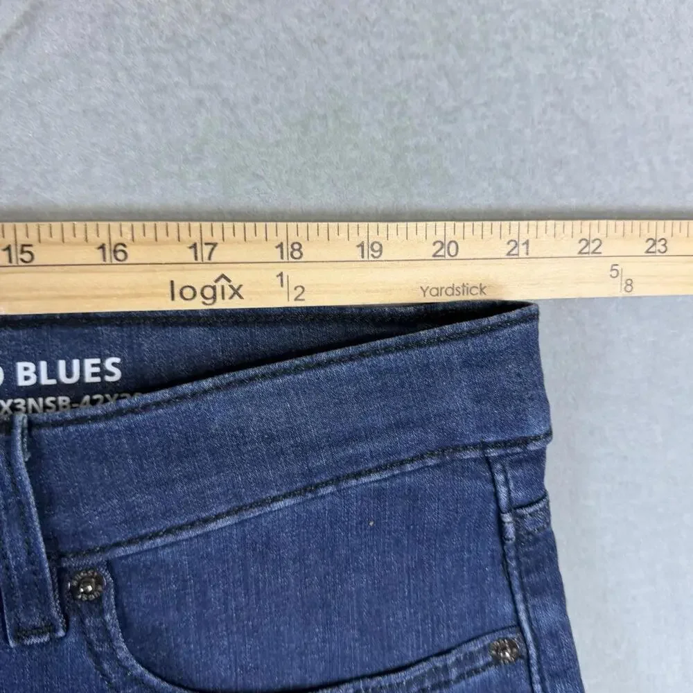 Mugsy Jeans Mens 42x30 Blue Studio Blues FLX3NSB Slim Straight Stretch Denim